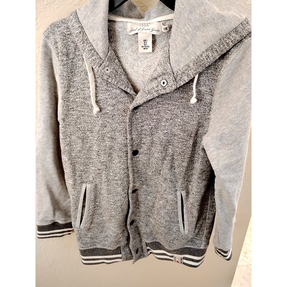 🩶H&M L.O.G.G. Snap Front Varsity Hoodie Ultra-cozy preppy minimalist clean Y2K